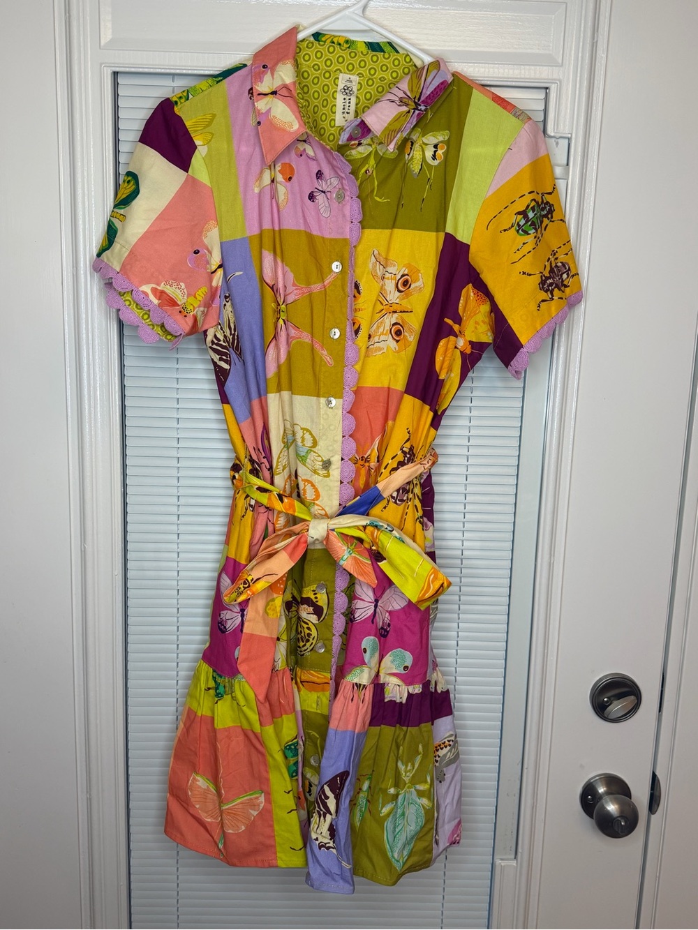 Uncle Frank Multicolor Butterfly Patchwork Shirt Dress
